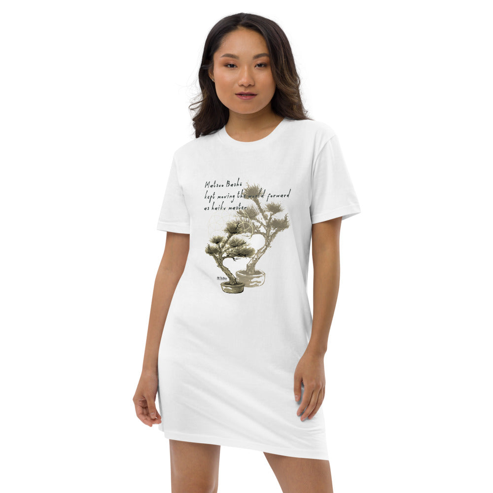 Matsuo Basho Haiku With Bonsai on Women's Organic Cotton T-Shirt Dress