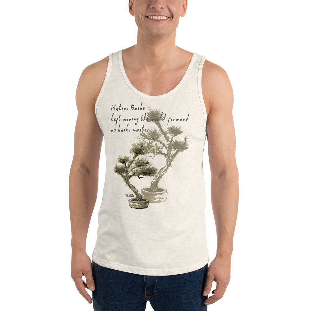 Matsuo Basho Haiku With Bonsai on Men's Premium Tank Top