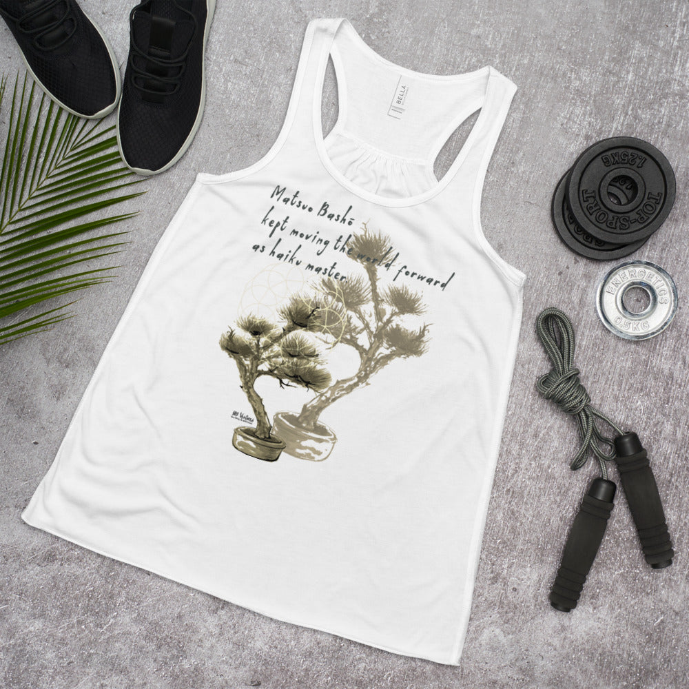 Matsuo Basho Haiku With Bonsai on Women's Flowy Racerback Tank Top