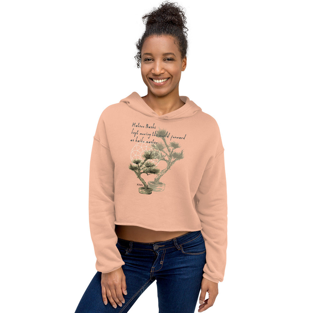 Matsuo Basho Haiku With Bonsai on Women's Crop Hoodie