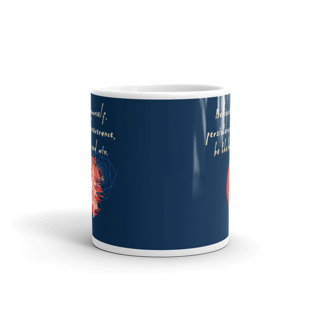 Believe To Win Haiku With Sun Tree on Glossy Ceramic Mug