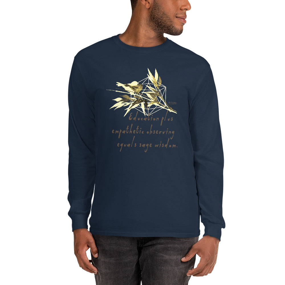 Sage Wisdom Haiku With Sparrow on Men's Long Sleeve Shirt