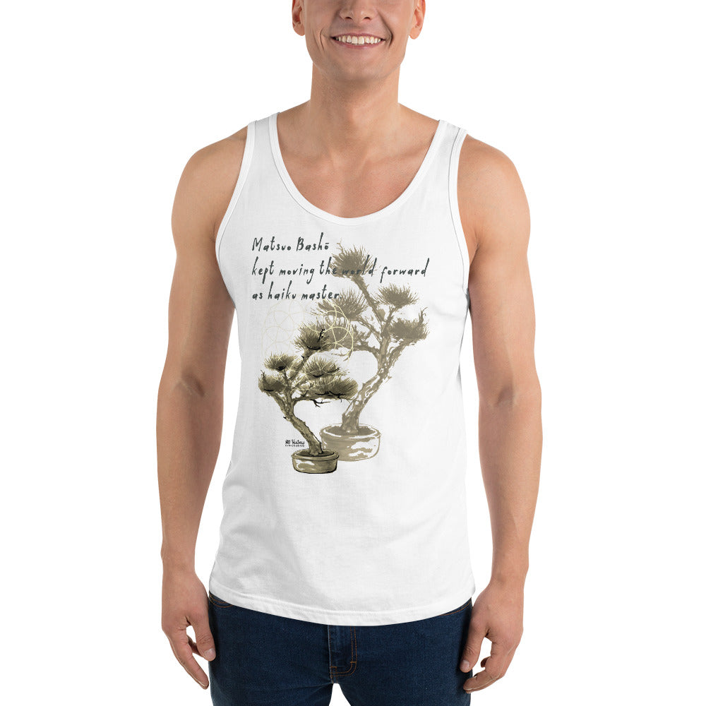 Matsuo Basho Haiku With Bonsai on Men's Premium Tank Top