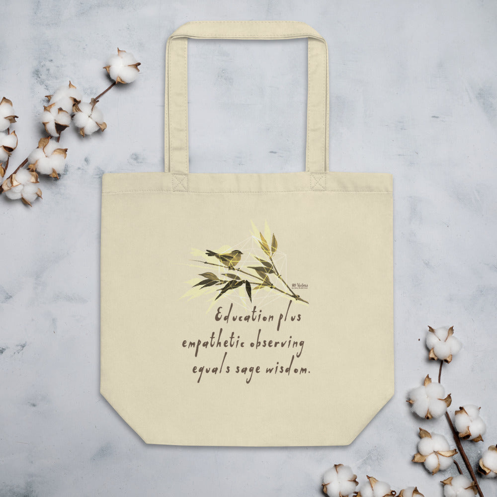 Sage Wisdom Haiku With Sparrow on Eco Tote Bag