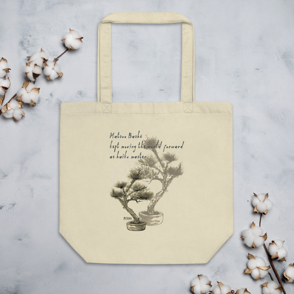 Matsuo Basho Haiku With Bonsai on Eco Tote Bag