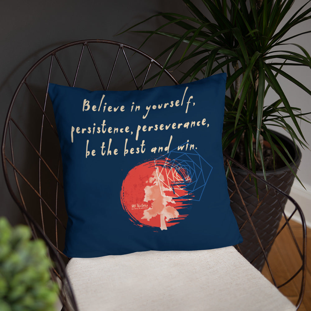 Believe To Win Haiku With Sun Tree on Basic Pillow