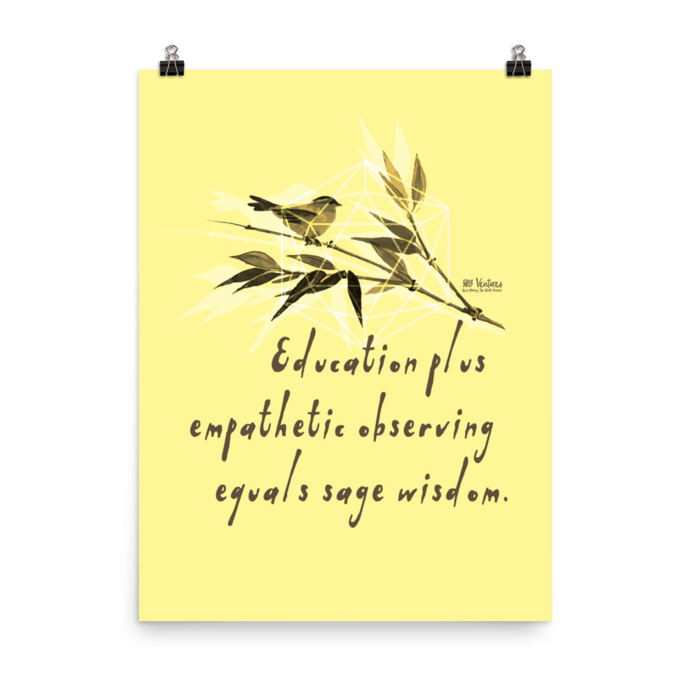 Sage Wisdom Haiku With Sparrow on Enhanced Matte Paper Poster