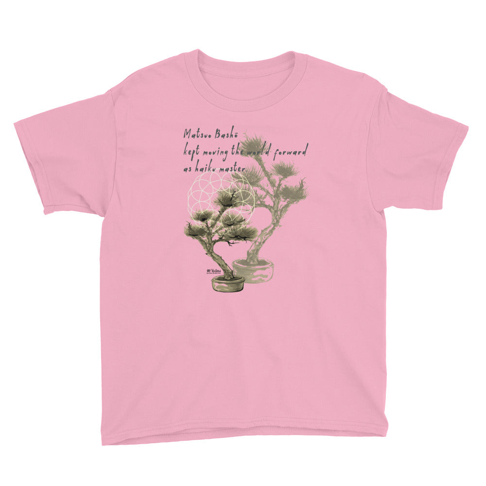 Matsuo Basho Haiku With Bonsai on Youth Short Sleeve T-Shirt