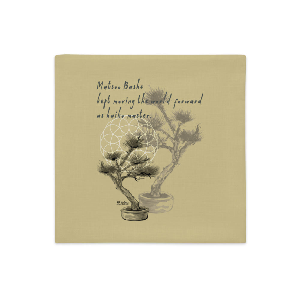 Matsuo Basho Haiku With Bonsai on Premium Pillow Case