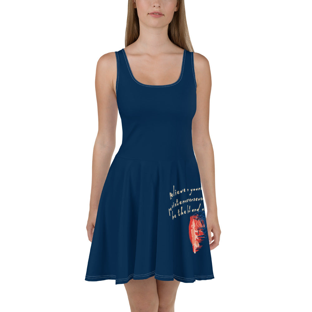 Believe To Win Haiku With Sun Tree on Women's Skater Dress