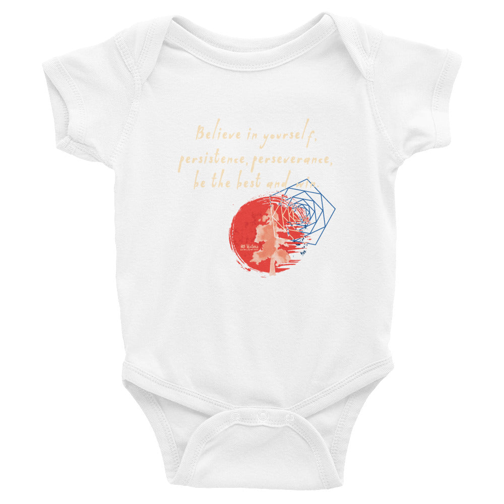 Believe To Win Haiku With Sun Tree on Baby Short Sleeve Bodysuit