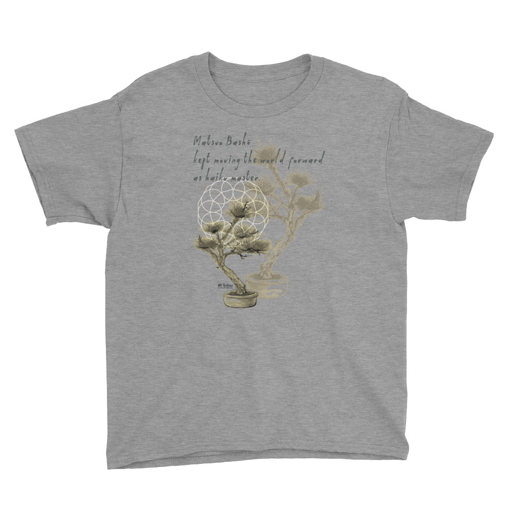 Matsuo Basho Haiku With Bonsai on Youth Short Sleeve T-Shirt