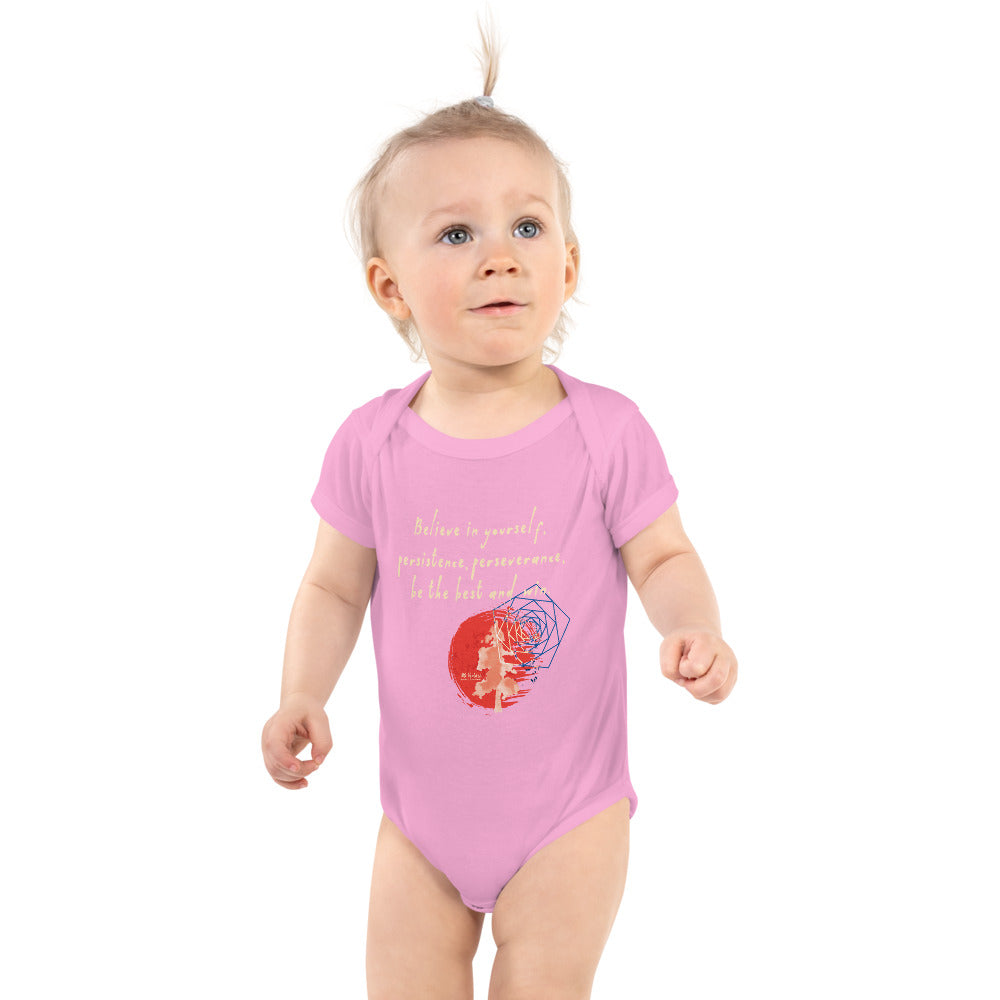 Believe To Win Haiku With Sun Tree on Baby Short Sleeve Bodysuit