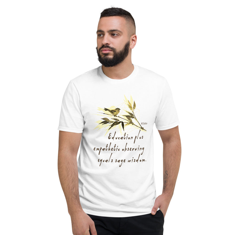 Sage Wisdom Haiku With Sparrow on Men's Short-Sleeve T-Shirt