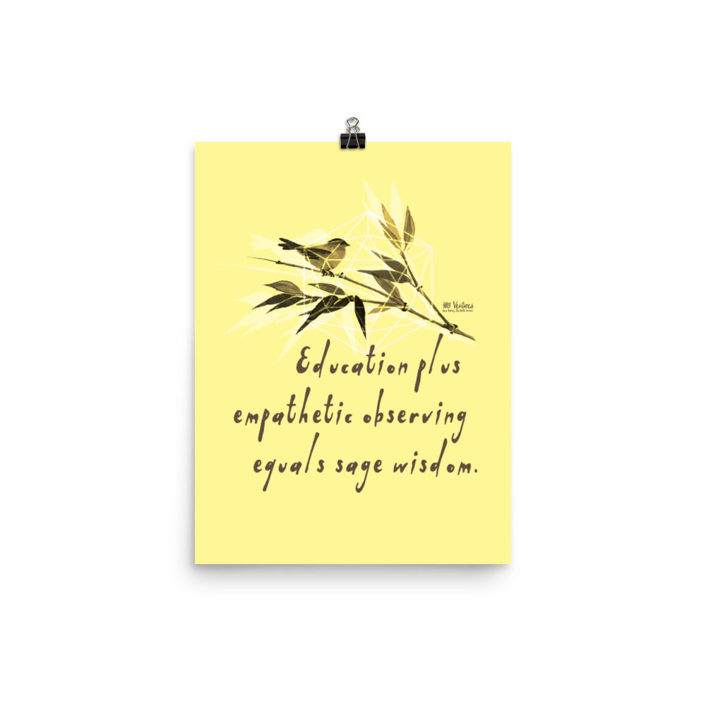 Sage Wisdom Haiku With Sparrow on Enhanced Matte Paper Poster