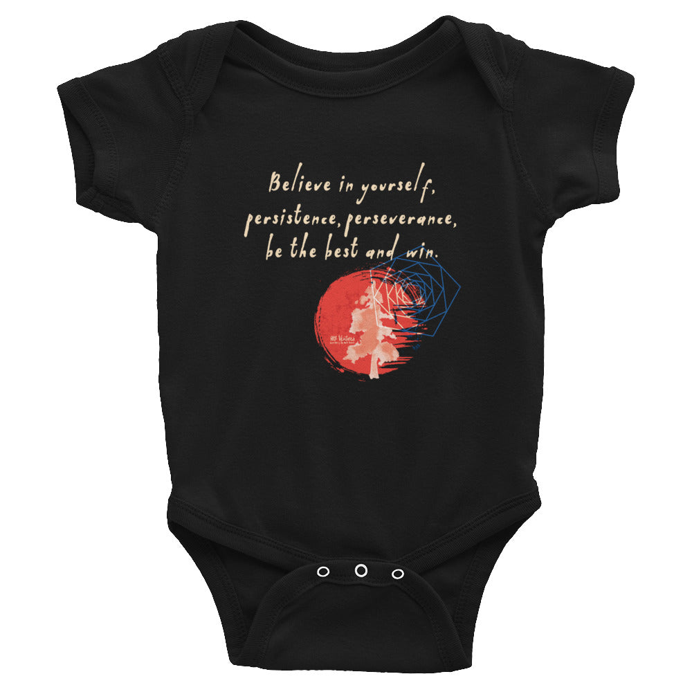 Believe To Win Haiku With Sun Tree on Baby Short Sleeve Bodysuit