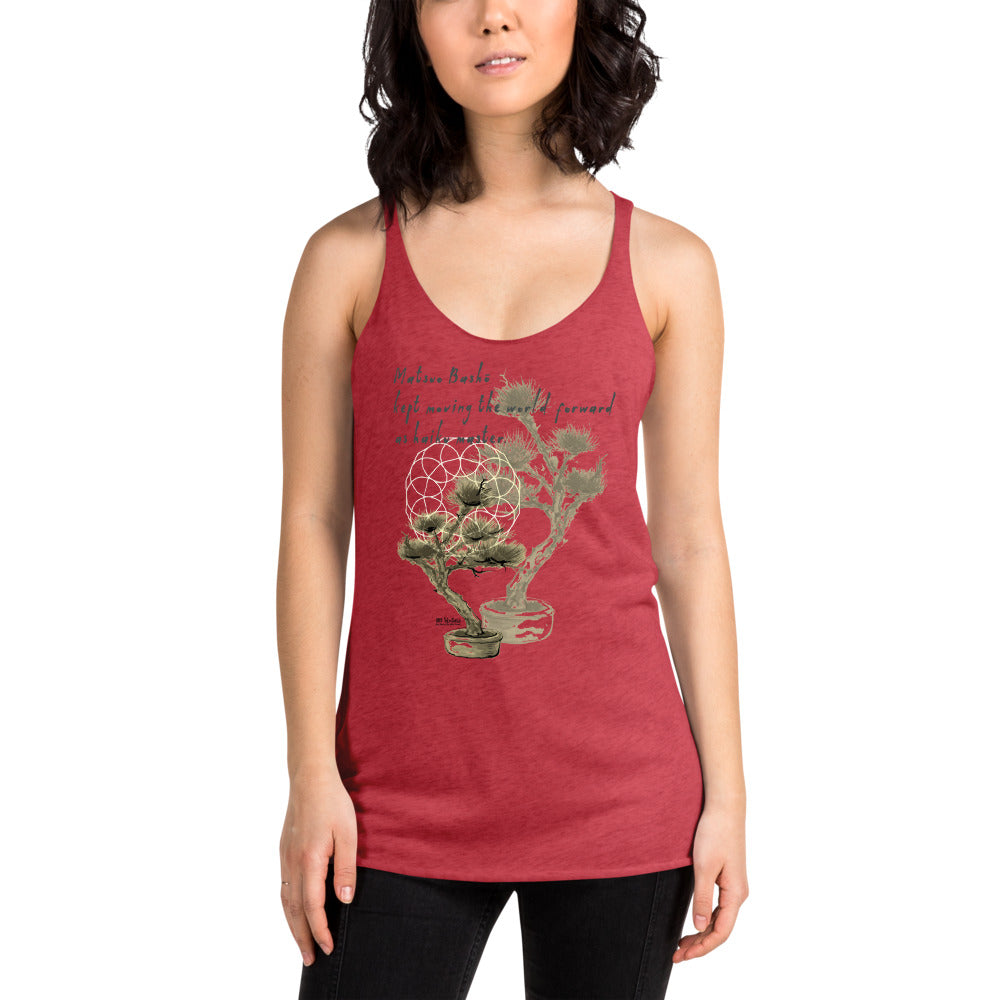 Matsuo Basho Haiku With Bonsai on Women's Racerback Tank Top