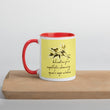 Sage Wisdom Haiku With Sparrow on Ceramic Mug with Color Inside