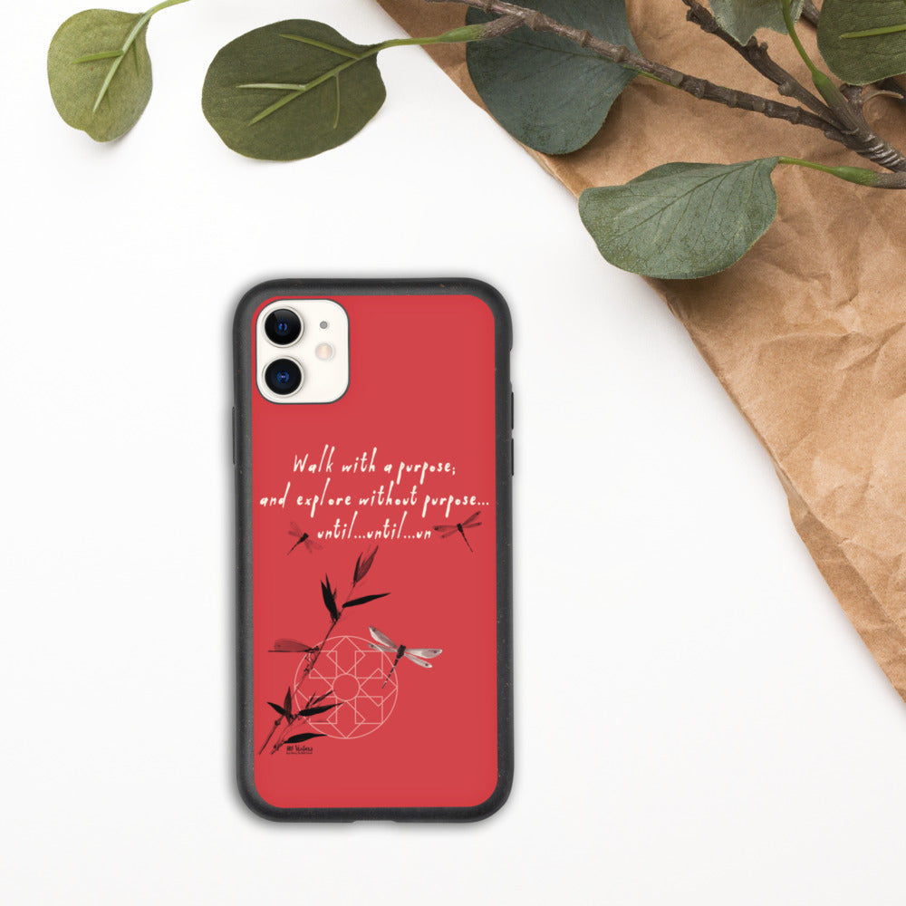 Walk With A Purpose Haiku With Dragonfly on Biodegradable iPhone Case