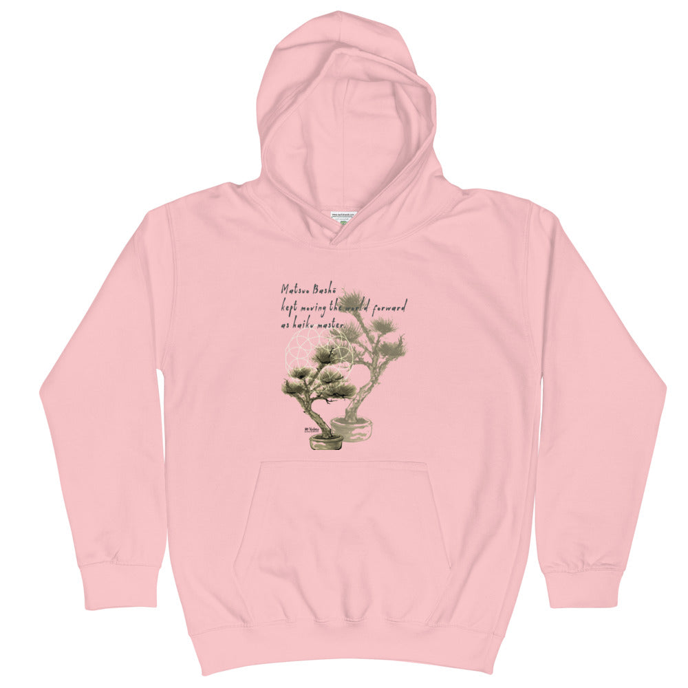 Matsuo Basho Haiku With Bonsai on Kids Hoodie