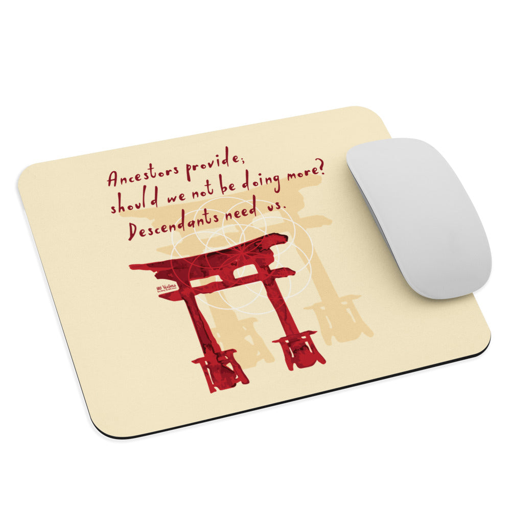 Descendants Need Ancestors Haiku With Pagoda on Mouse Pad