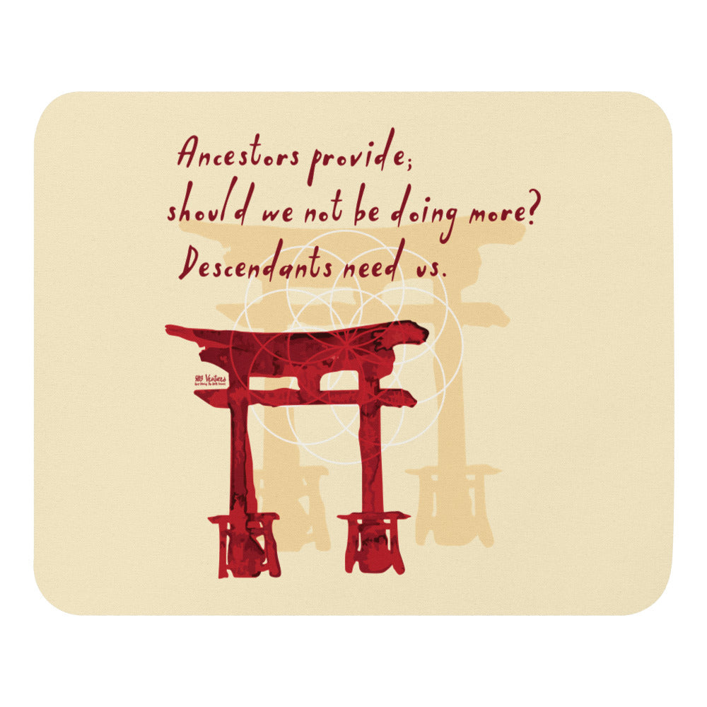 Descendants Need Ancestors Haiku With Pagoda on Mouse Pad