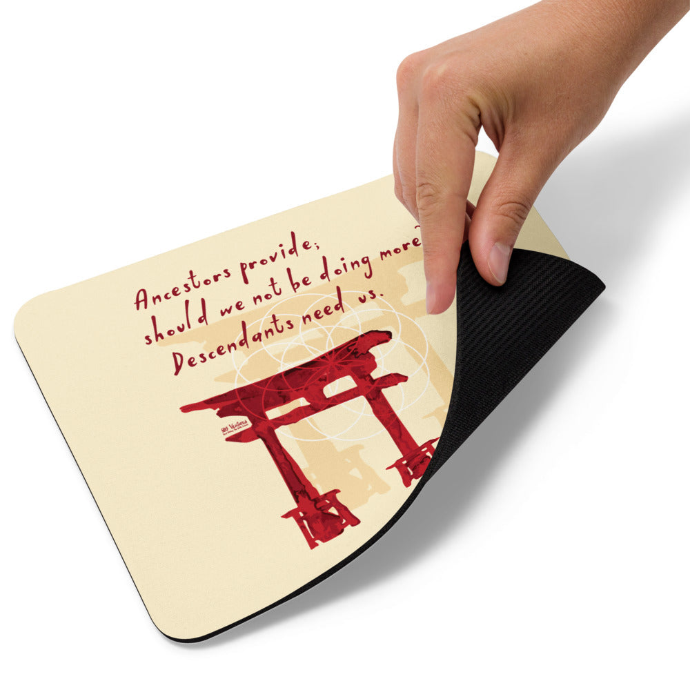 Descendants Need Ancestors Haiku With Pagoda on Mouse Pad