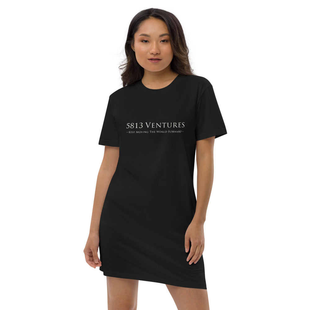 5813 Ventures Logo In Pearl on Women's Organic Cotton T-Shirt Dress