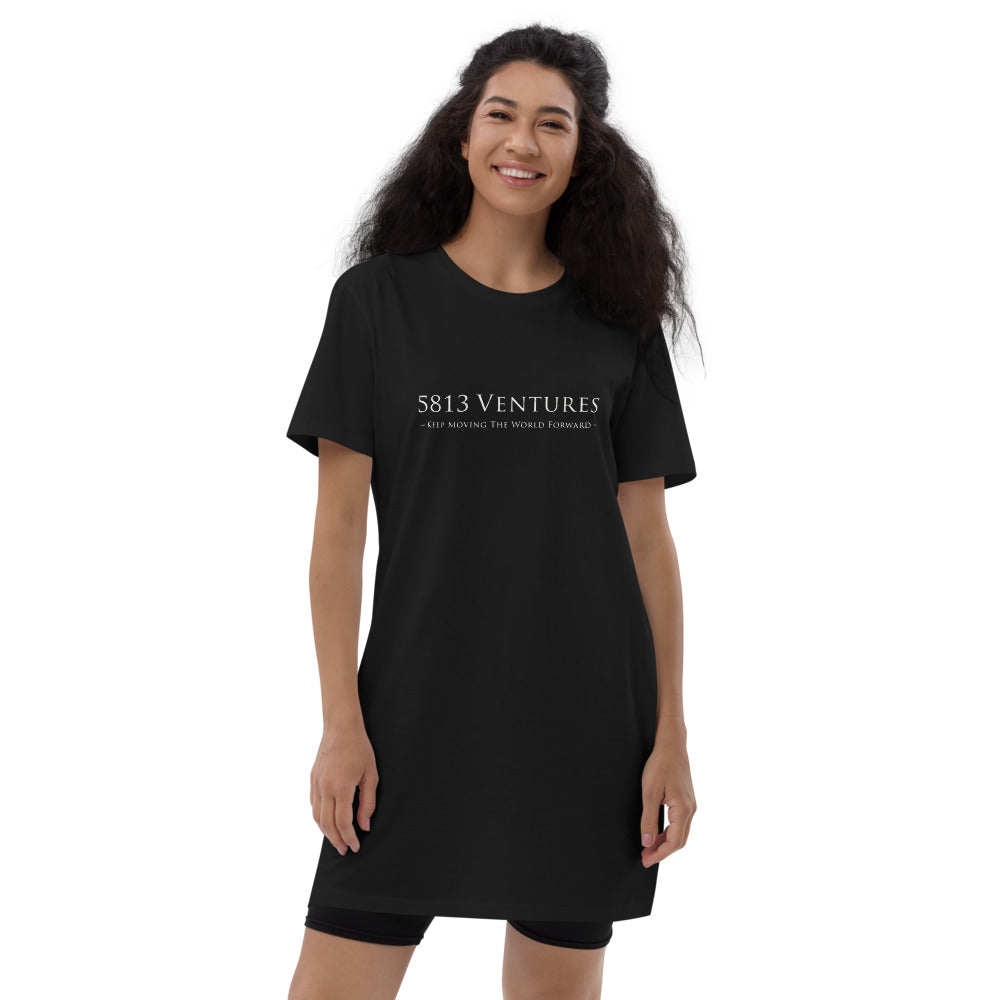 5813 Ventures Logo In Pearl on Women's Organic Cotton T-Shirt Dress