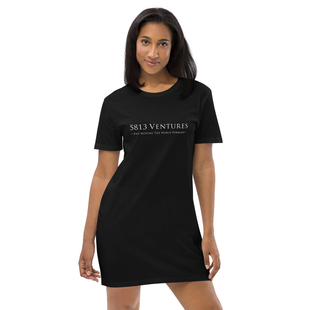 5813 Ventures Logo In Pearl on Women's Organic Cotton T-Shirt Dress