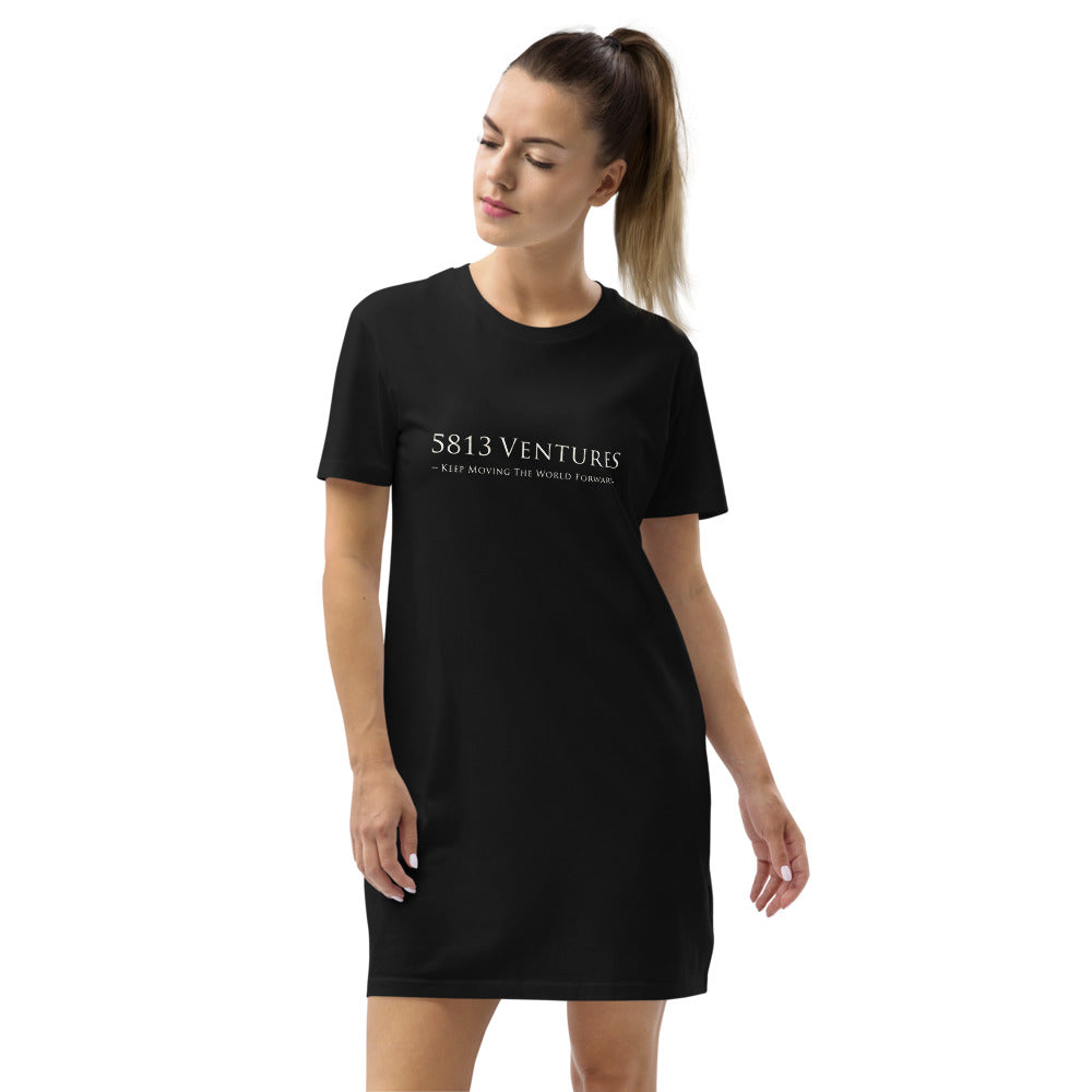 5813 Ventures Logo In Pearl on Women's Organic Cotton T-Shirt Dress