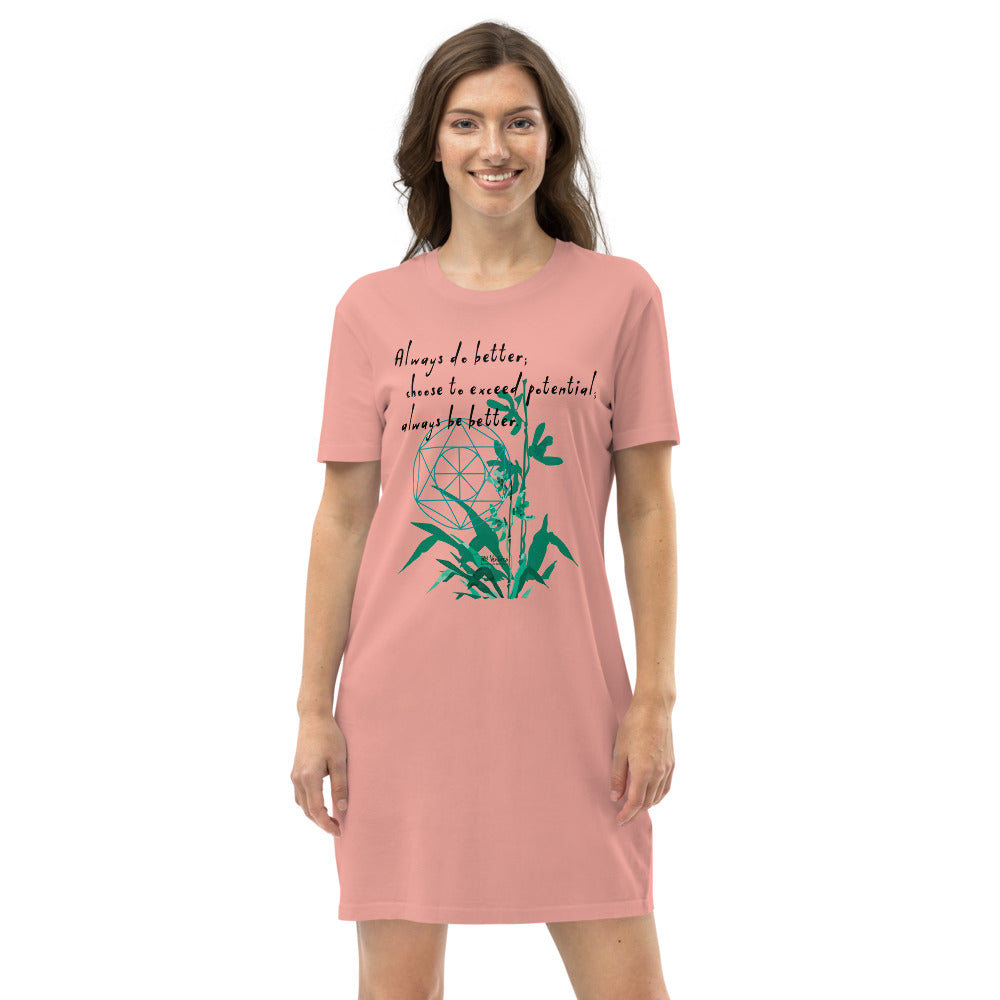 Always Better Haiku With Lilies on Women's Organic Cotton T-Shirt Dress