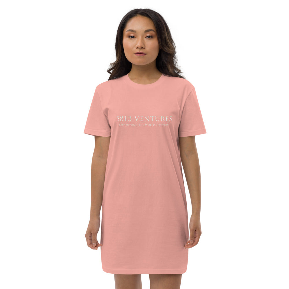 5813 Ventures Logo In Pearl on Women's Organic Cotton T-Shirt Dress