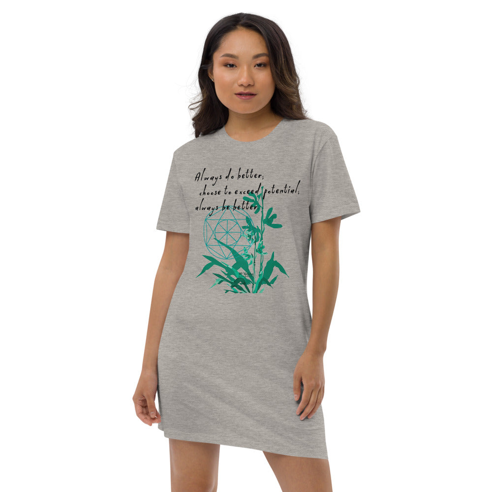 Always Better Haiku With Lilies on Women's Organic Cotton T-Shirt Dress