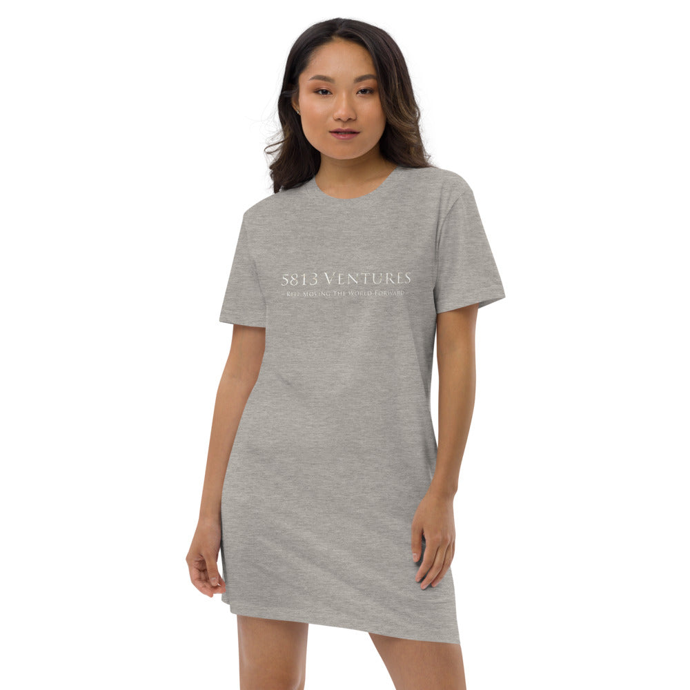 5813 Ventures Logo In Pearl on Women's Organic Cotton T-Shirt Dress