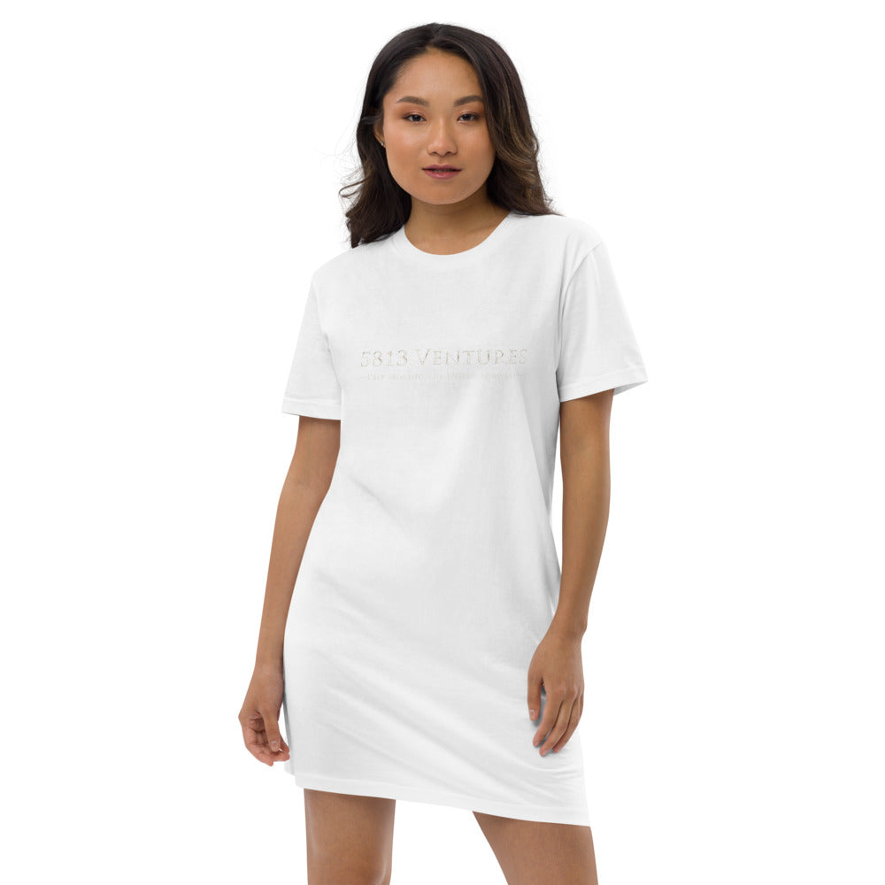 5813 Ventures Logo In Pearl on Women's Organic Cotton T-Shirt Dress