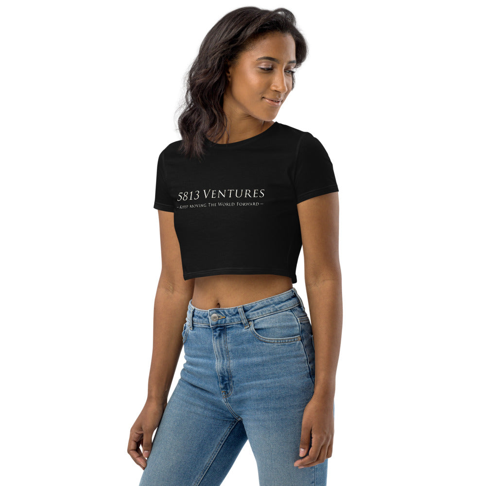 5813 Ventures Logo In Pearl on Women's Organic Crop Top