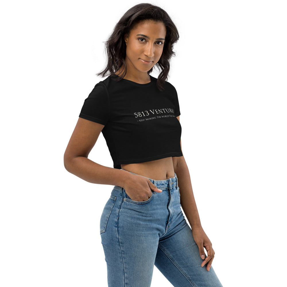 5813 Ventures Logo In Pearl on Women's Organic Crop Top