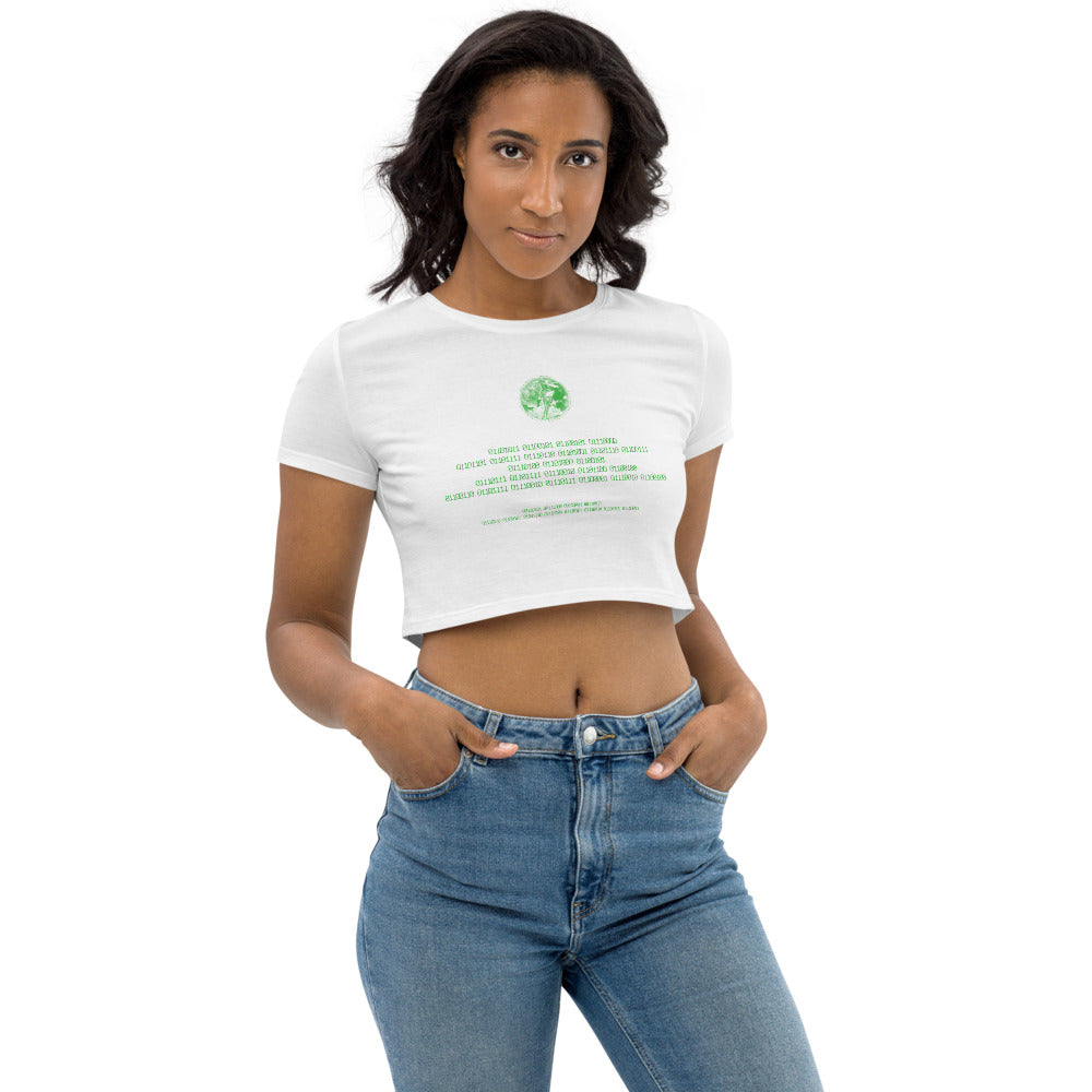 Binary Instructions To Keep Moving The World Forward With Venusian Earth In Green on Women's Organic Crop Top