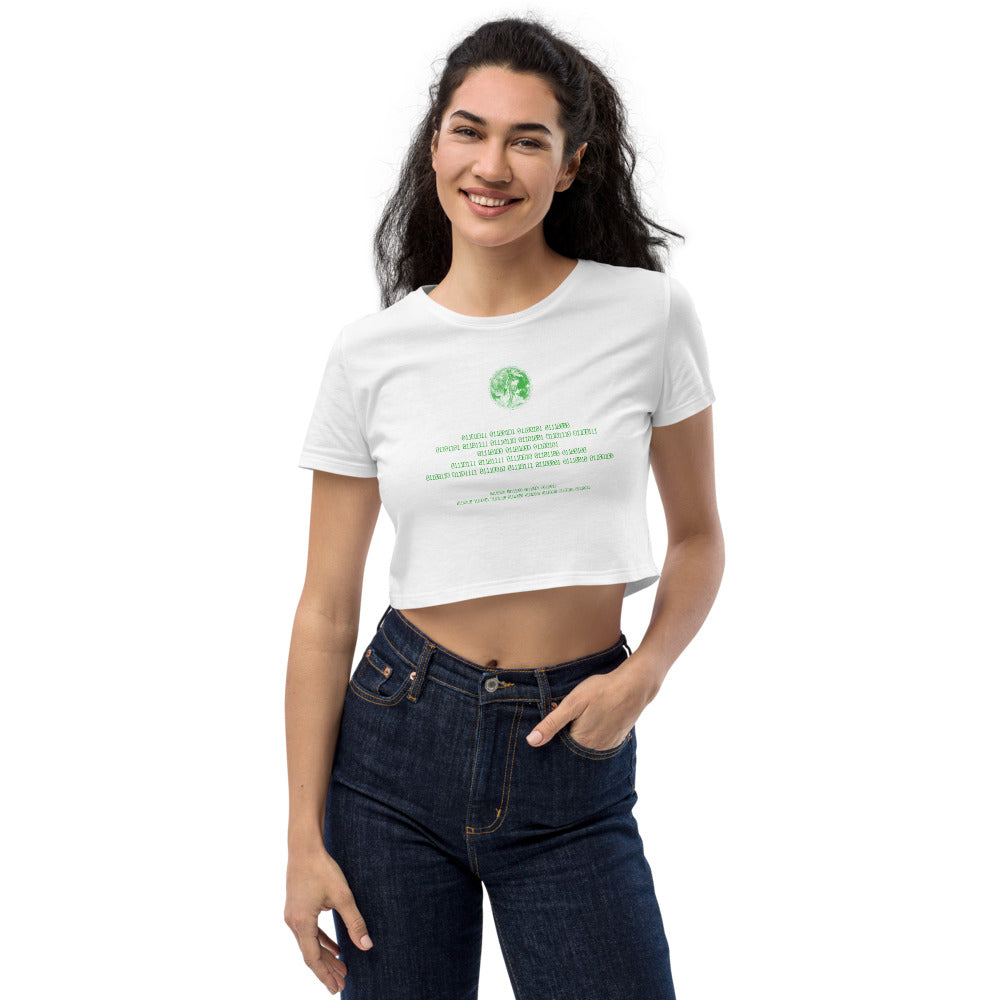 Binary Instructions To Keep Moving The World Forward With Venusian Earth In Green on Women's Organic Crop Top