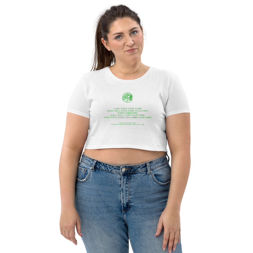 Binary Instructions To Keep Moving The World Forward With Venusian Earth In Green on Women's Organic Crop Top