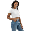 5813 Ventures Logo In Pearl on Women's Organic Crop Top