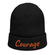 Courage In Amber Embroidery on Organic Beanie