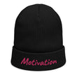 Motivation In Star Rose Quartz Embroidery on Organic Beanie