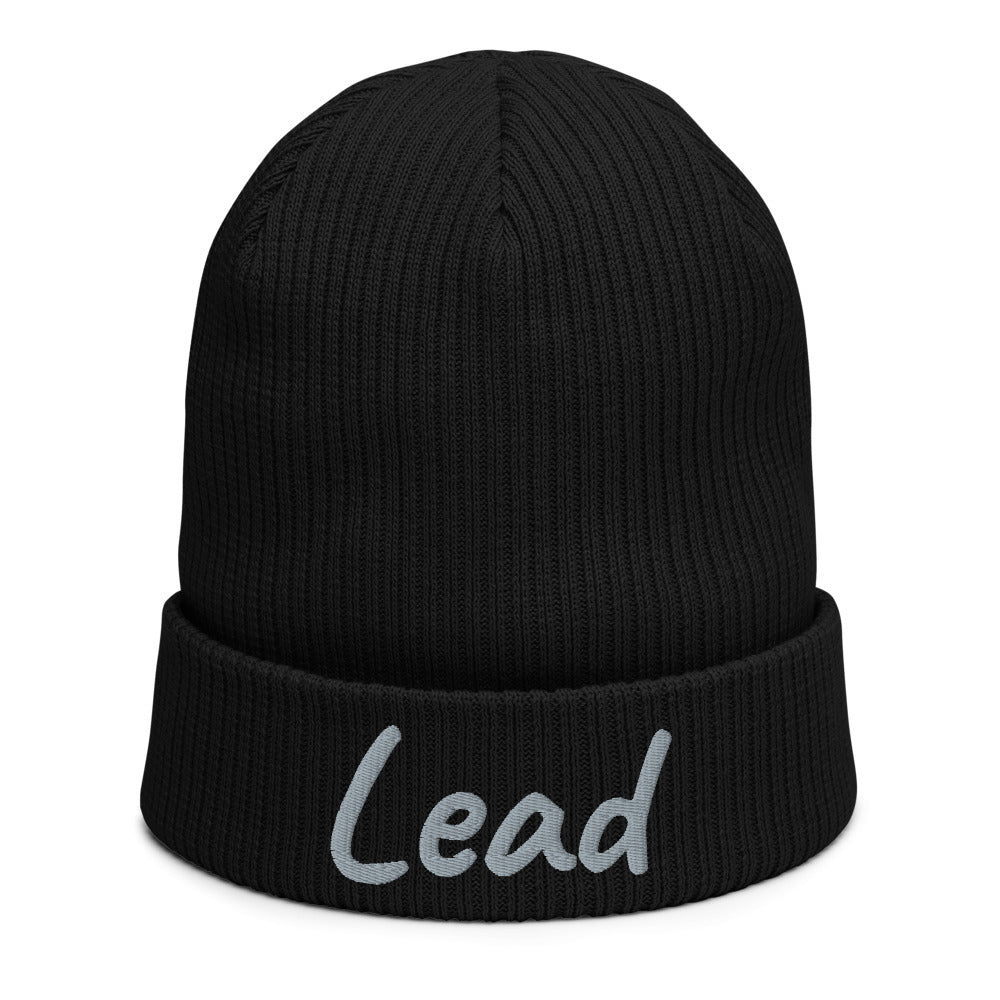 Lead In Silver Embroidery on Organic Beanie