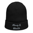 Money & Wealth In Silver Embroidery on Organic Beanie