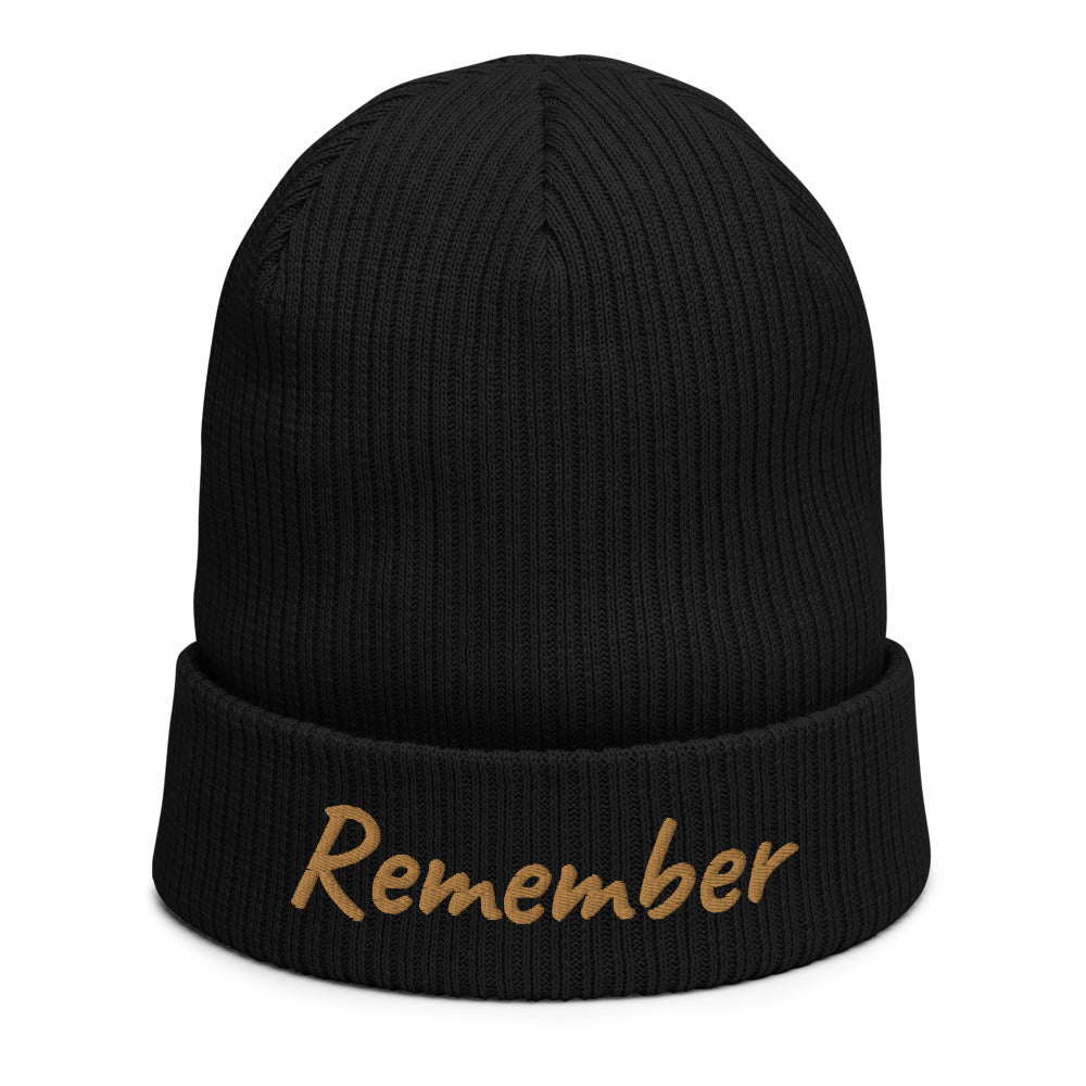 Remember In Celluloid Embroidery on Organic Beanie