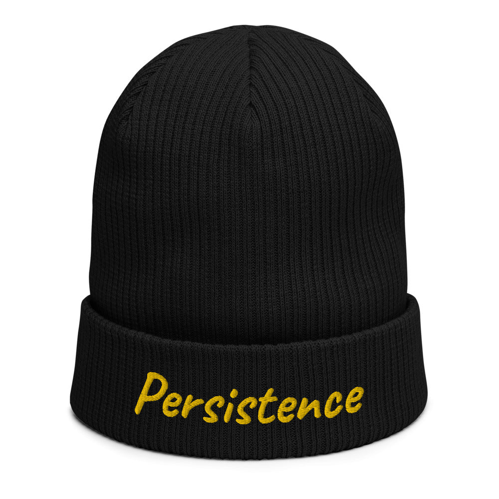 Persistence In Gold Embroidery on Organic Beanie