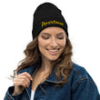 Persistence In Gold Embroidery on Organic Beanie