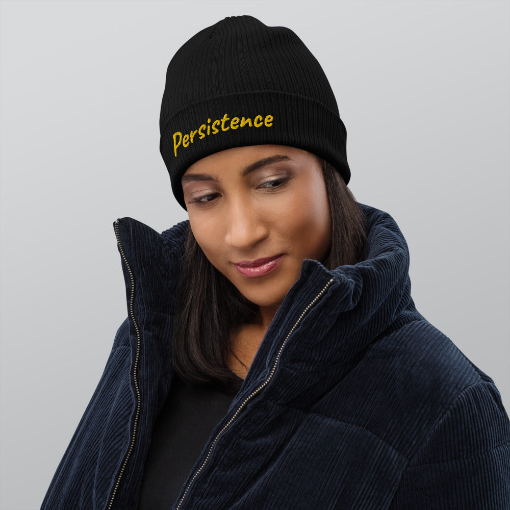 Persistence In Gold Embroidery on Organic Beanie